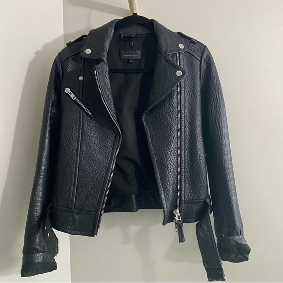 Aritzia Mackage Rumer Pebbled Real Leather Jacket Black - Picture 4 of 8
